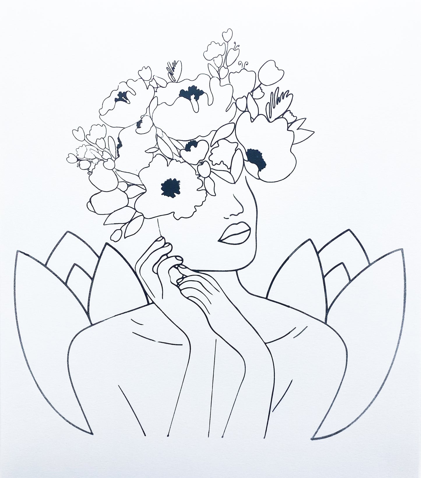 B/W Print Tropically Blooming 17x14